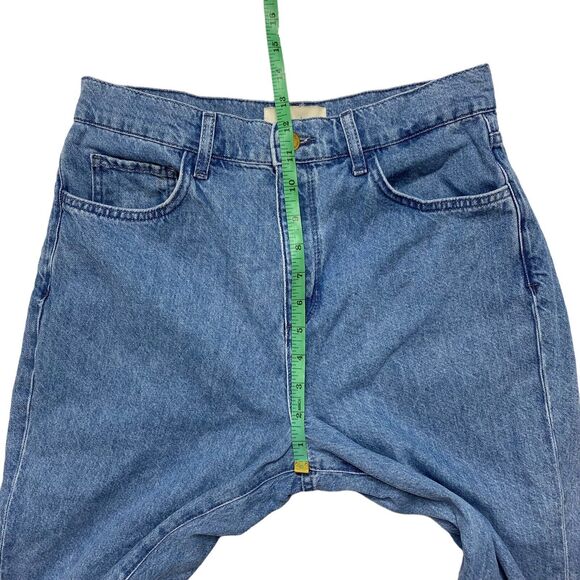 TRIARCHY Audrey Two Tone Cropped High Rise Tapered Jeans Size 29 Patchwork - Picture 7 of 8